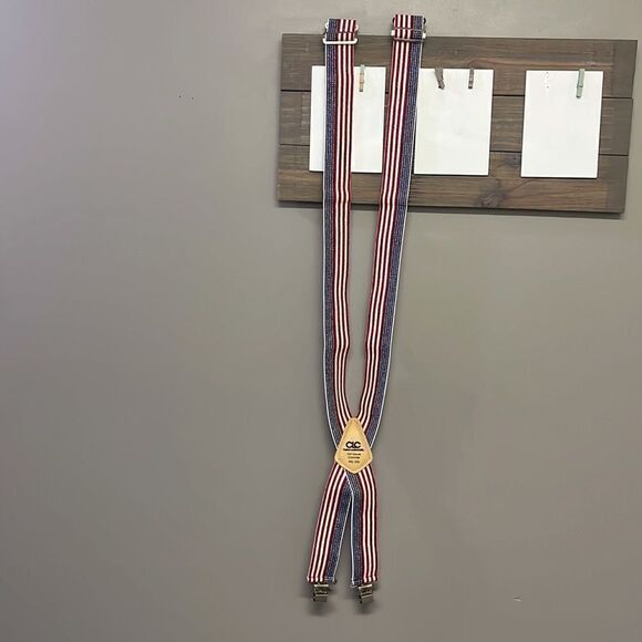 Custom Leather Craft Americana Adjustable No. 110 Suspenders Silver-Tone Clips - Picture 5 of 15